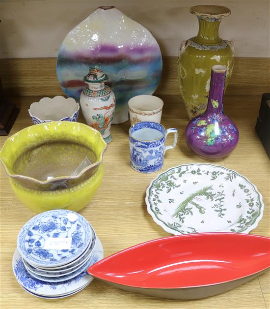 A group of mixed ceramics including some coins